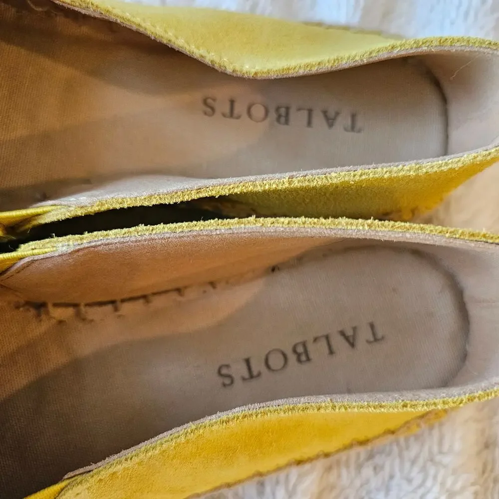 Talbots Women's Izzy Silk Suede Leather Slip On Espadrilles Loafer Size 6 Yellow